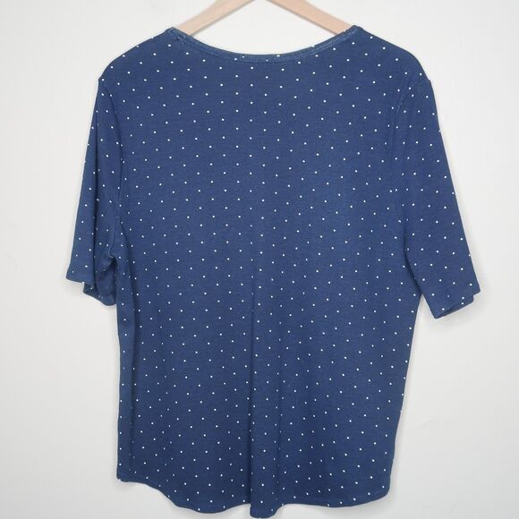 Time and Tru Womens T-shirt XXXL Blue White Polka Dot Casual‎ Classic - Picture 2 of 6